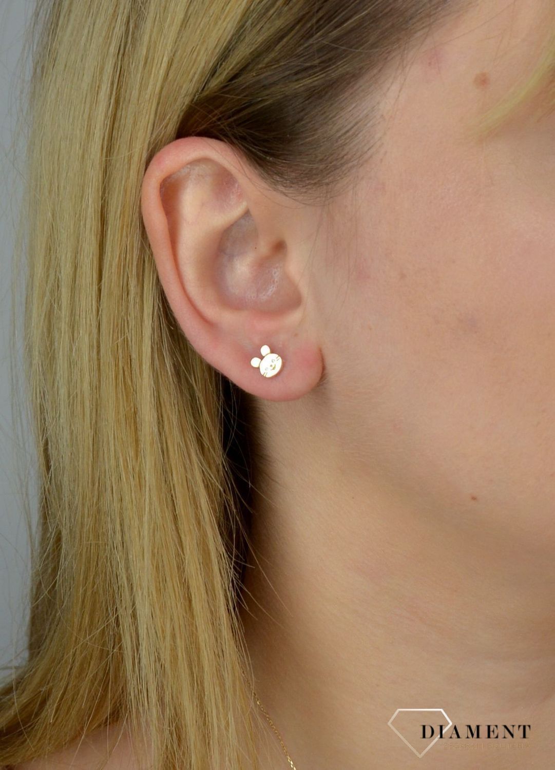 Złote kolczyki dla dziewczynki 333 króliczki z cyrkonią KL 7958 333.jpg